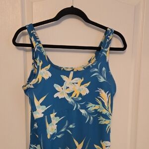 Columbia Blue and Yellow Dress. One Piece.stretchy. Med.
